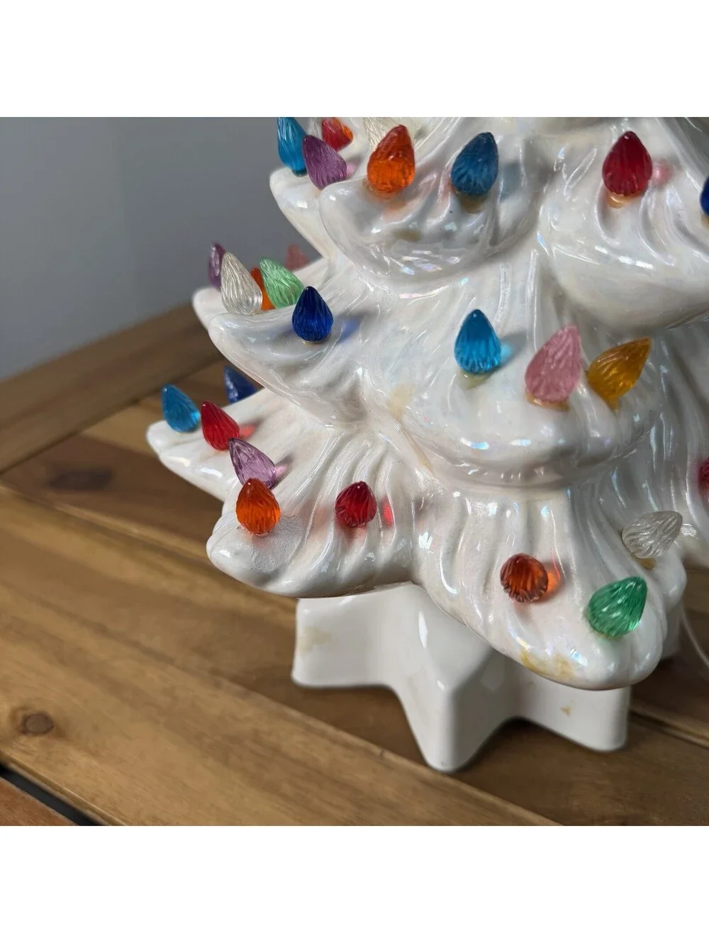 VTG White Iridescent Ceramic Christmas Tree 13